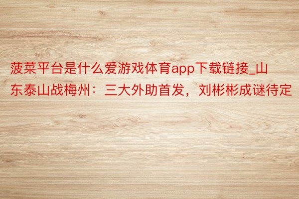 菠菜平台是什么爱游戏体育app下载链接_山东泰山战梅州：三大外助首发，刘彬彬成谜待定